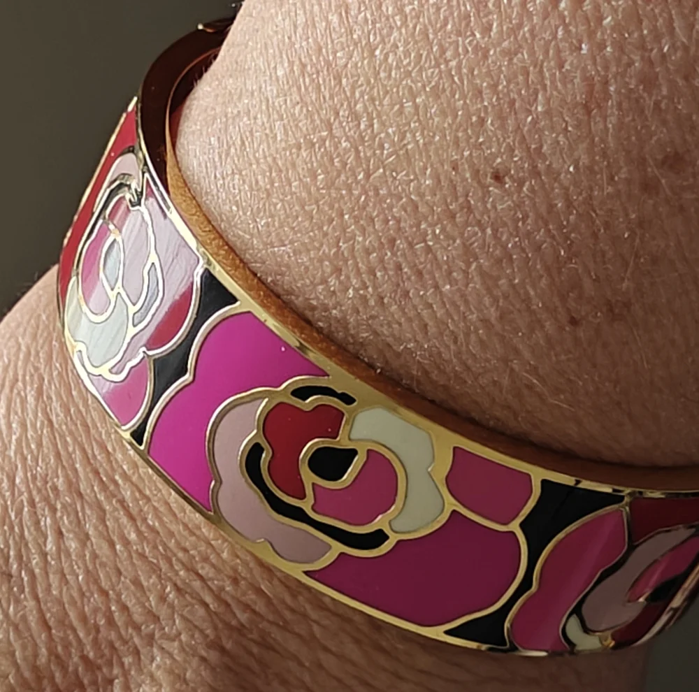 Kate Spade Budding Genius Gold & Pink Floral Bangle - Picture 3 of 13